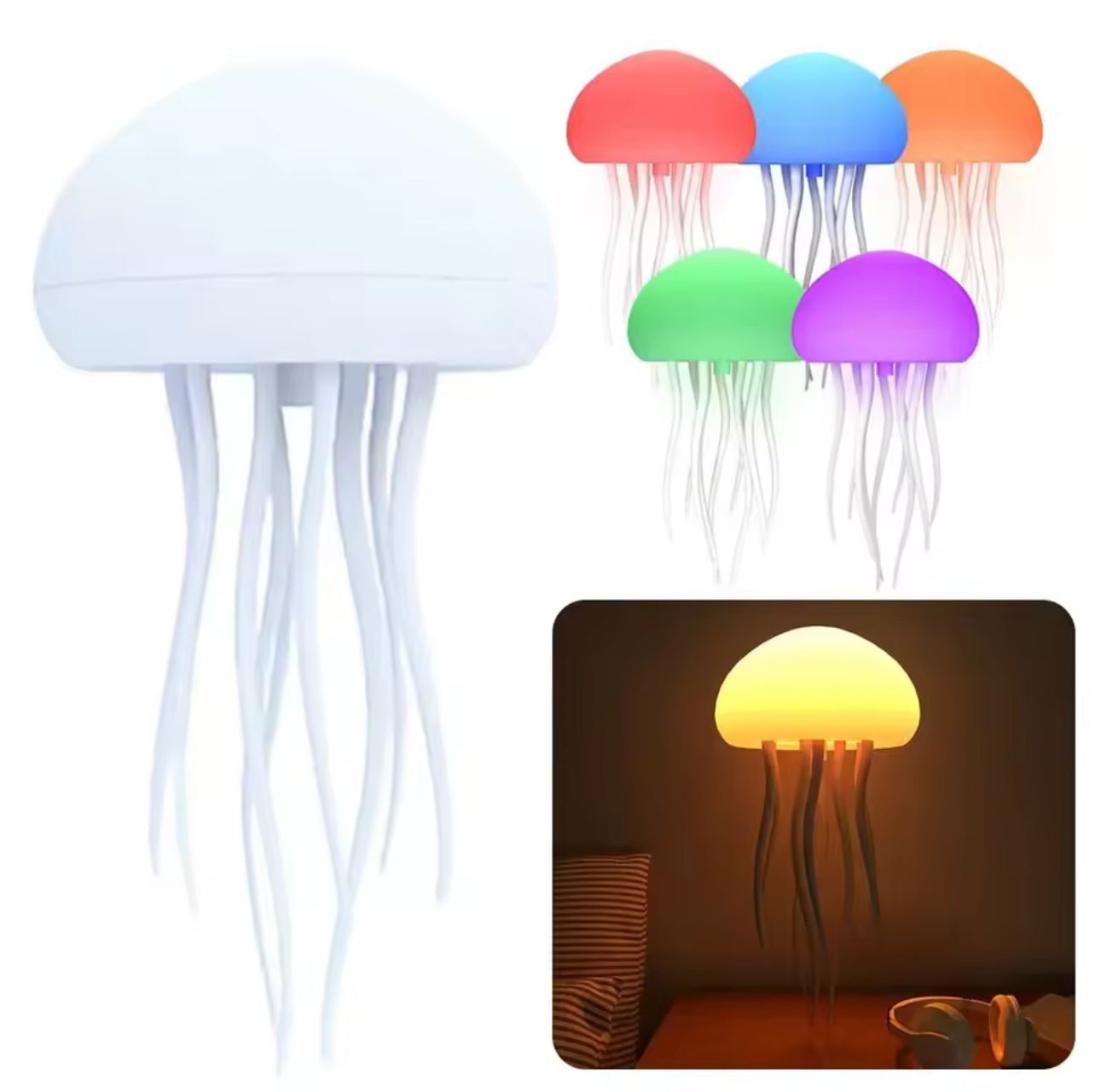 Buy Jellyfish Night Light RGB Gradient Cute Jellyfish Bedside Lamp Voice Control Light
