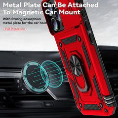 SunStory Phone Case for iPhone 16 Pro Max Case with HD Screen Protector & Slide Camera Cover & Rotated Ring Kickstand, [Military-Grade] Phone Case for iPhone 16 Pro Max 6.9", Red