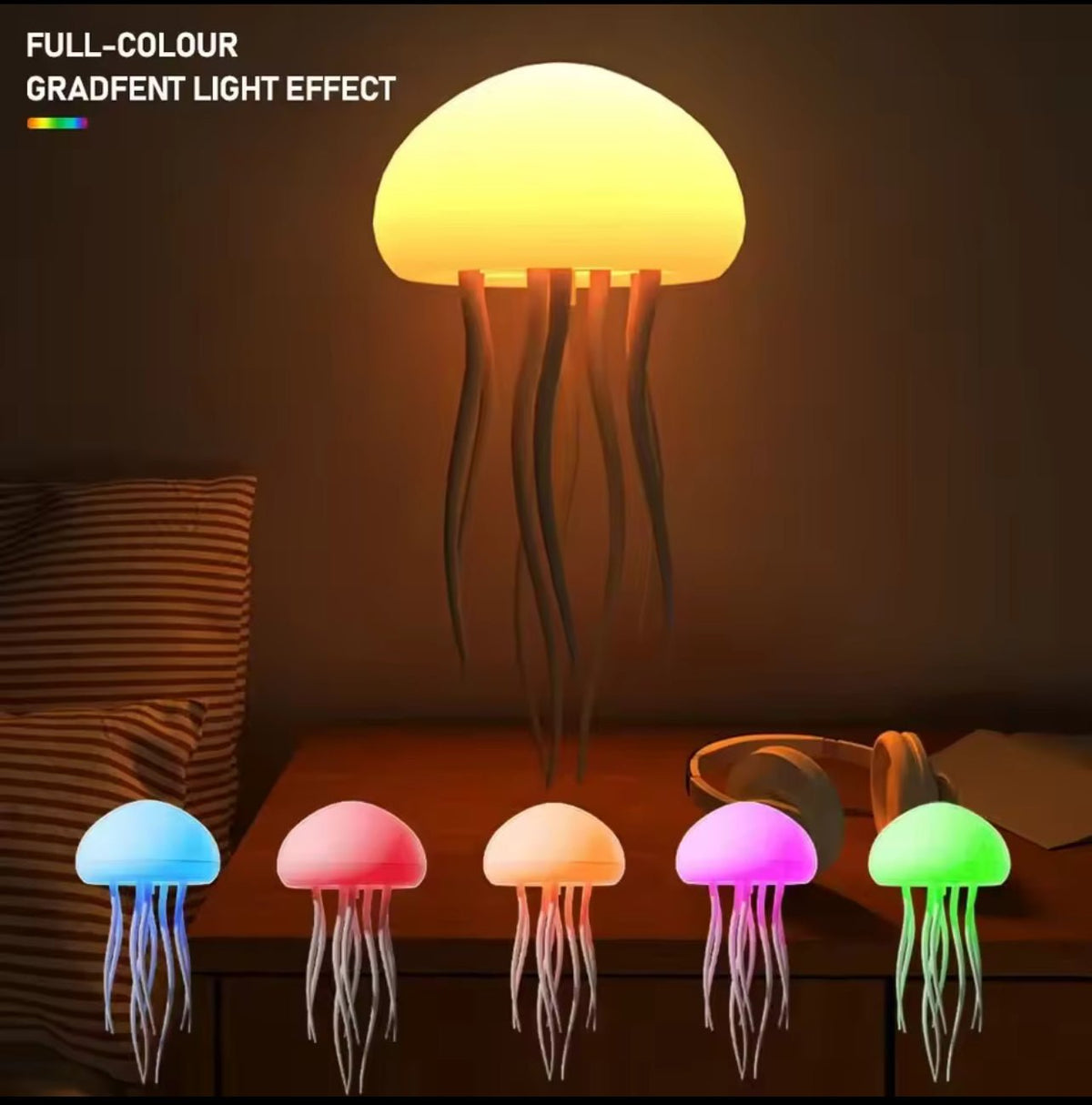 Buy Jellyfish Night Light RGB Gradient Cute Jellyfish Bedside Lamp Voice Control Light