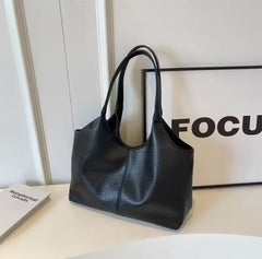 Fashion Retro Leather Tote Bags for Women 2025 Trend Female Simple Large Capacity Shoulder Bag Big Solid Color Handbags Purse
