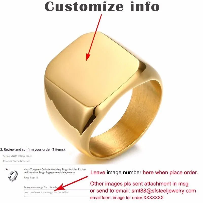 Buy Vnox Free Personalized Stamp Ring For Men Ring