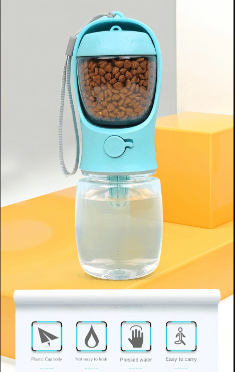Buy Portable Dog & Cat Water Bottle with Food Storage | Travel Feeder pet accessories