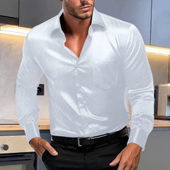 Buy New silky fabric casual fashion young men's shirt men's apparel