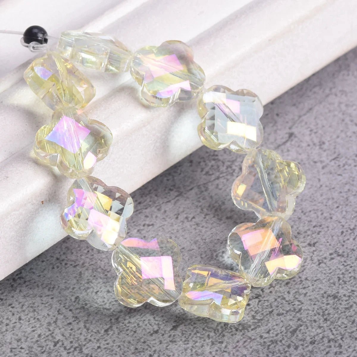 Buy Flower Clover Shape Faceted Crystal Glass Loose Spacer Beads For Jewelry Making&nbsp; jewelry