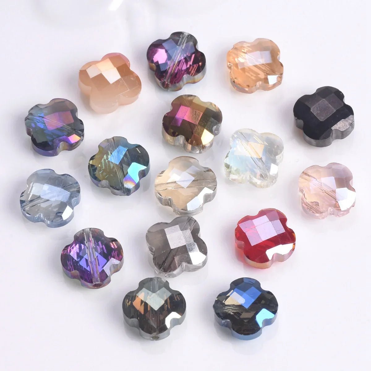 Buy Flower Clover Shape Faceted Crystal Glass Loose Spacer Beads For Jewelry Making&nbsp; jewelry