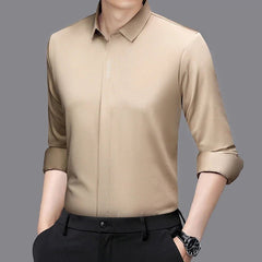 Buy Men's Business Casual Long Sleeved Solid Color Shirt men's shirt