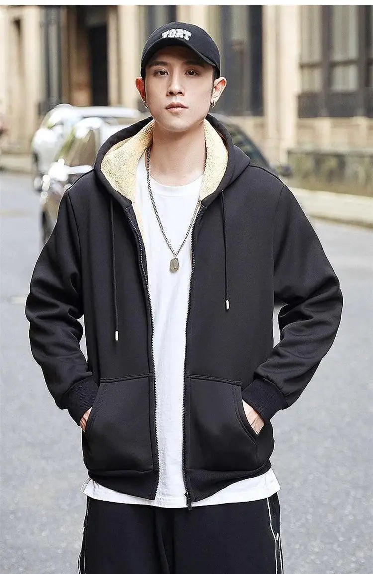 Buy Men's Winter Lambswool Coats Warm Thicken Jackets Long Sleeve Zipper Hoodies Men Women Jacket coats & Jackets