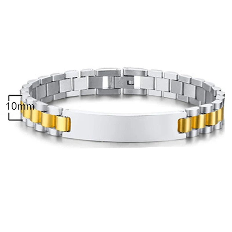 Buy 10mm Custom Name logo Stainless Steel Men Bracelet Braclet
