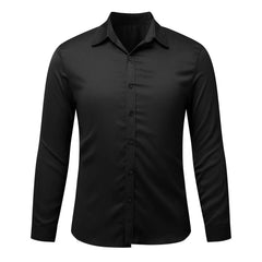Buy Male Slim Fit Elegant Solid Color Satin Formal Wedding Long Sleeve Shirts men's shirt