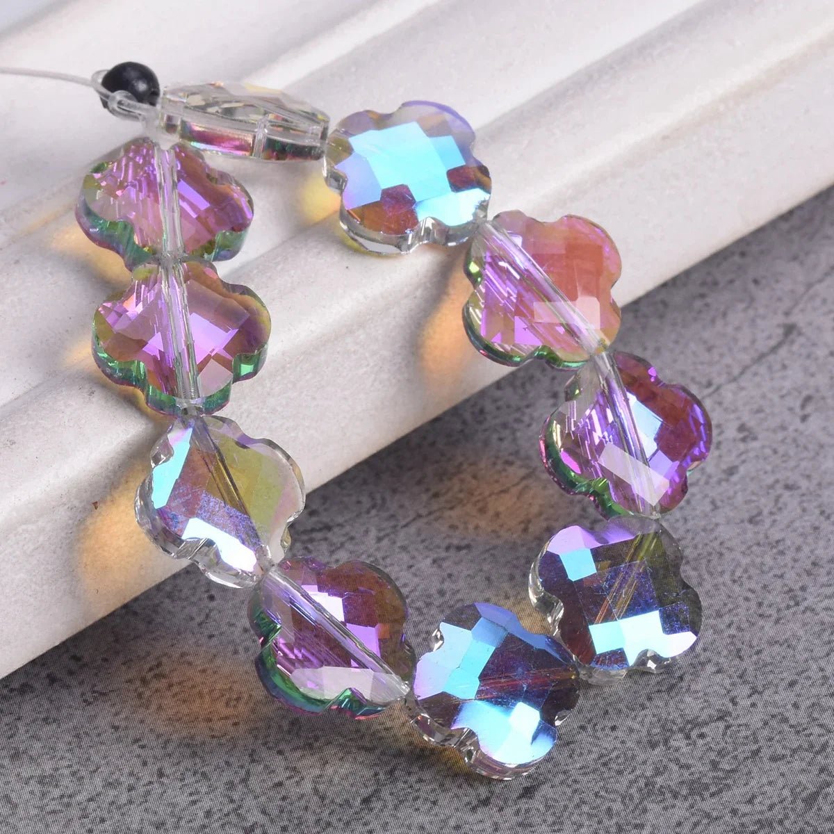Buy Flower Clover Shape Faceted Crystal Glass Loose Spacer Beads For Jewelry Making&nbsp; jewelry