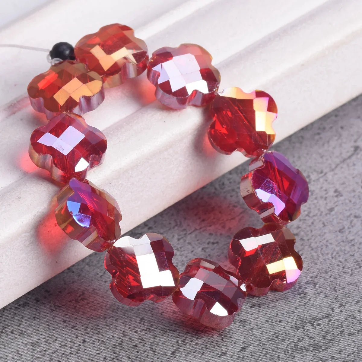 Buy Flower Clover Shape Faceted Crystal Glass Loose Spacer Beads For Jewelry Making&nbsp; jewelry