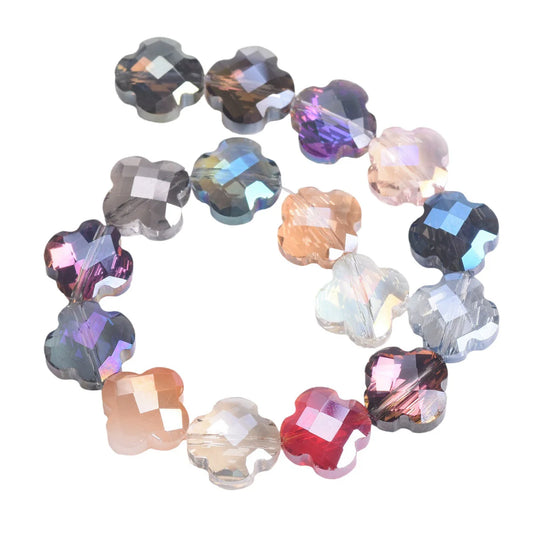 Flower Clover Shape Faceted Crystal Glass Loose Spacer Beads For Jewelry Making&nbsp;
