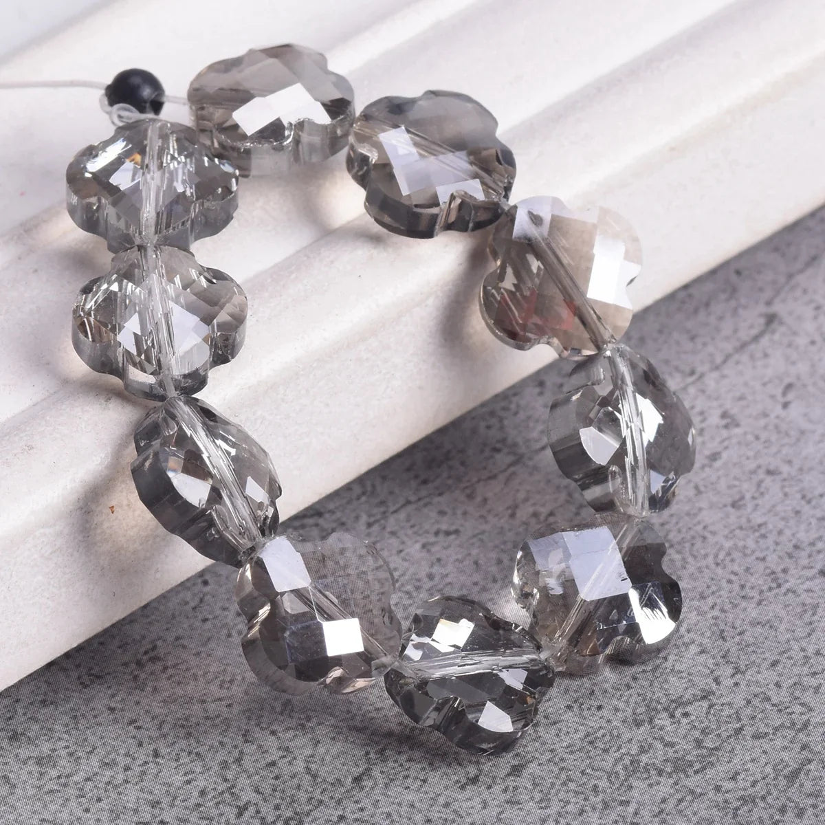 Buy Flower Clover Shape Faceted Crystal Glass Loose Spacer Beads For Jewelry Making&nbsp; jewelry