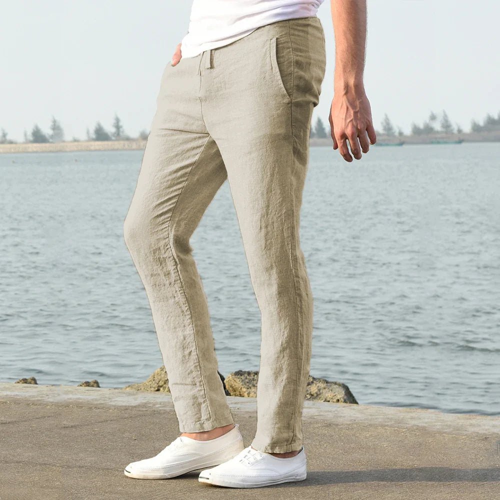 Buy Men's Cotton Linen Pants Solid Color Linen Trousers Men's pants