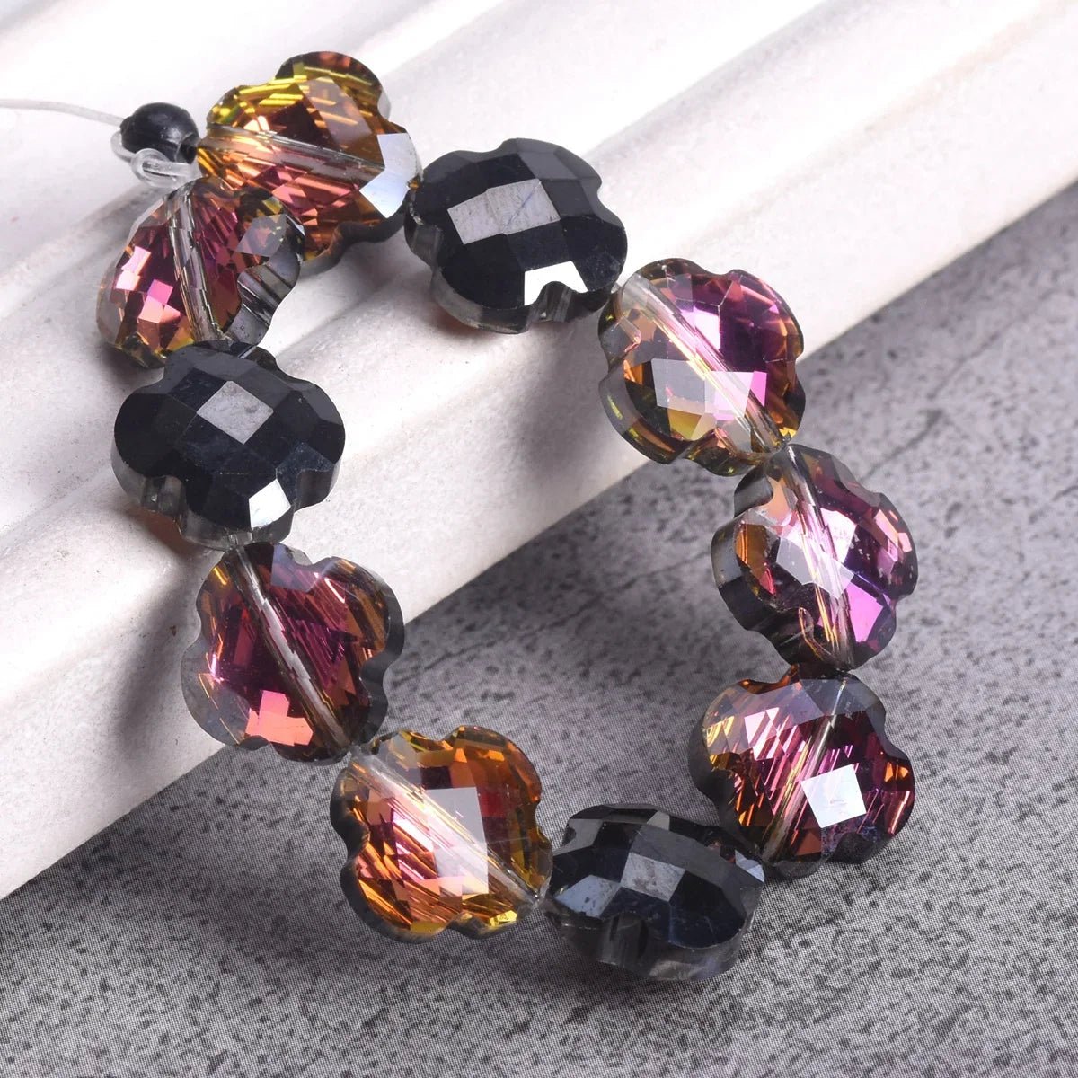 Buy Flower Clover Shape Faceted Crystal Glass Loose Spacer Beads For Jewelry Making&nbsp; jewelry