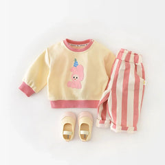 Buy MILANCEL Spring New High Waist Cool Kids Baby Stripe Pants Korean Style Casual Children School Trousers Outwear Clothing baby pants