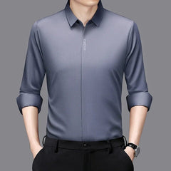 Buy Men's Business Casual Long Sleeved Solid Color Shirt men's shirt