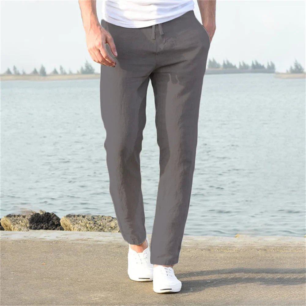 Buy Men's Cotton Linen Pants Solid Color Linen Trousers Men's pants
