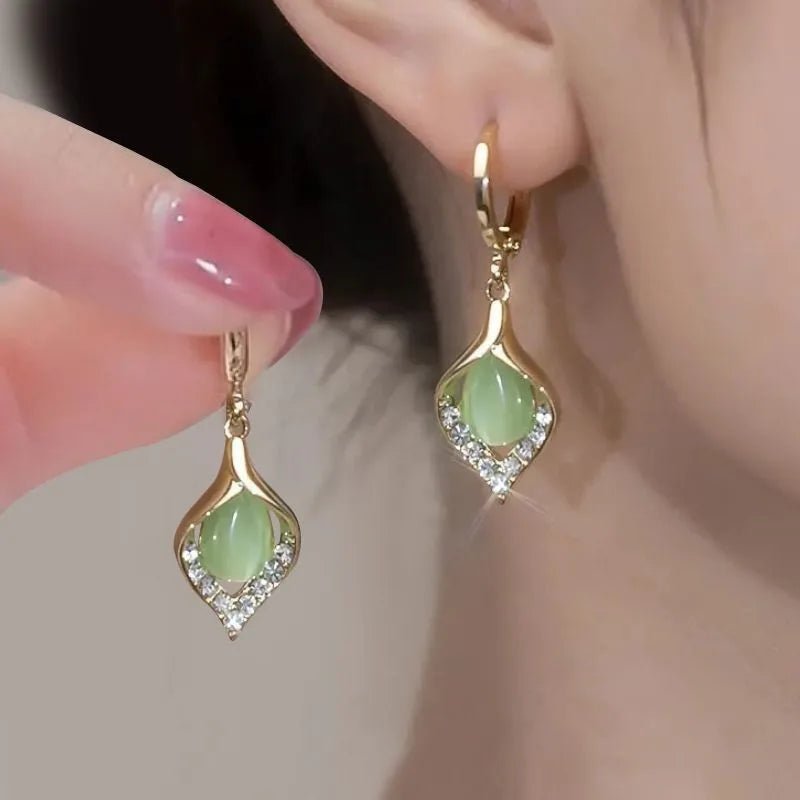 Buy Korean Fashion Cat Eye Stone Crystal Earrings For Women Jewelry ear ring