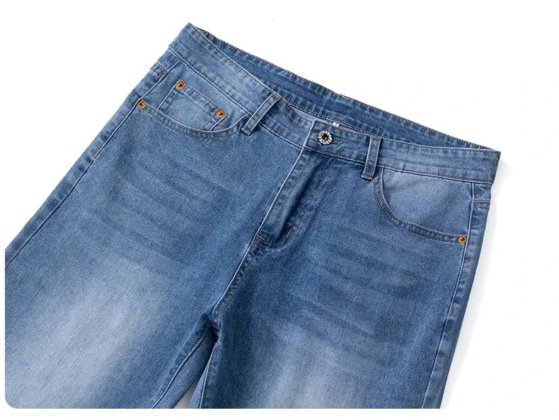 Buy Men's Straight Jeans Summer Thin Solid Color Casual Trousers Male Brand Loose Denim Pants jeans pants
