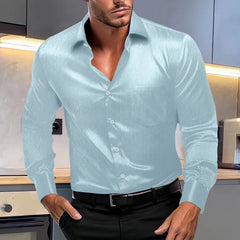 Buy New silky fabric casual fashion young men's shirt men's apparel