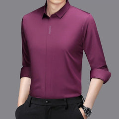 Buy Men's Business Casual Long Sleeved Solid Color Shirt men's shirt