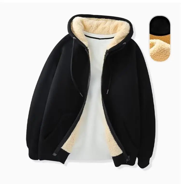 Buy Men's Winter Lambswool Coats Warm Thicken Jackets Long Sleeve Zipper Hoodies Men Women Jacket coats & Jackets