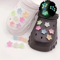 Buy 7/14pcs Glow - in - the - Dark Star Shoe Charms Easy Install Fun DIY hole shoes Buckles for Hole shoes baby shoes