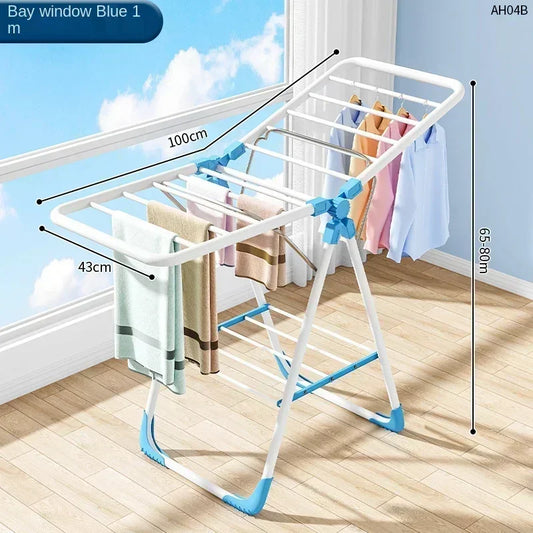 Carbon Steel Clothes Drying Rack, Floor Folding, Household Clothes Drying Pole, Balcony, Simple Rack