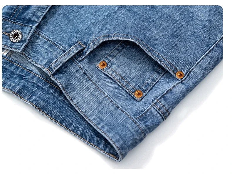 Buy Men's Straight Jeans Summer Thin Solid Color Casual Trousers Male Brand Loose Denim Pants jeans pants