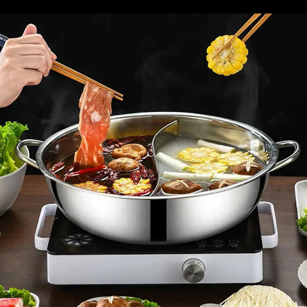 Twin Divided Hot Pot Stainless Steel Hotpot Kitchen Cooker