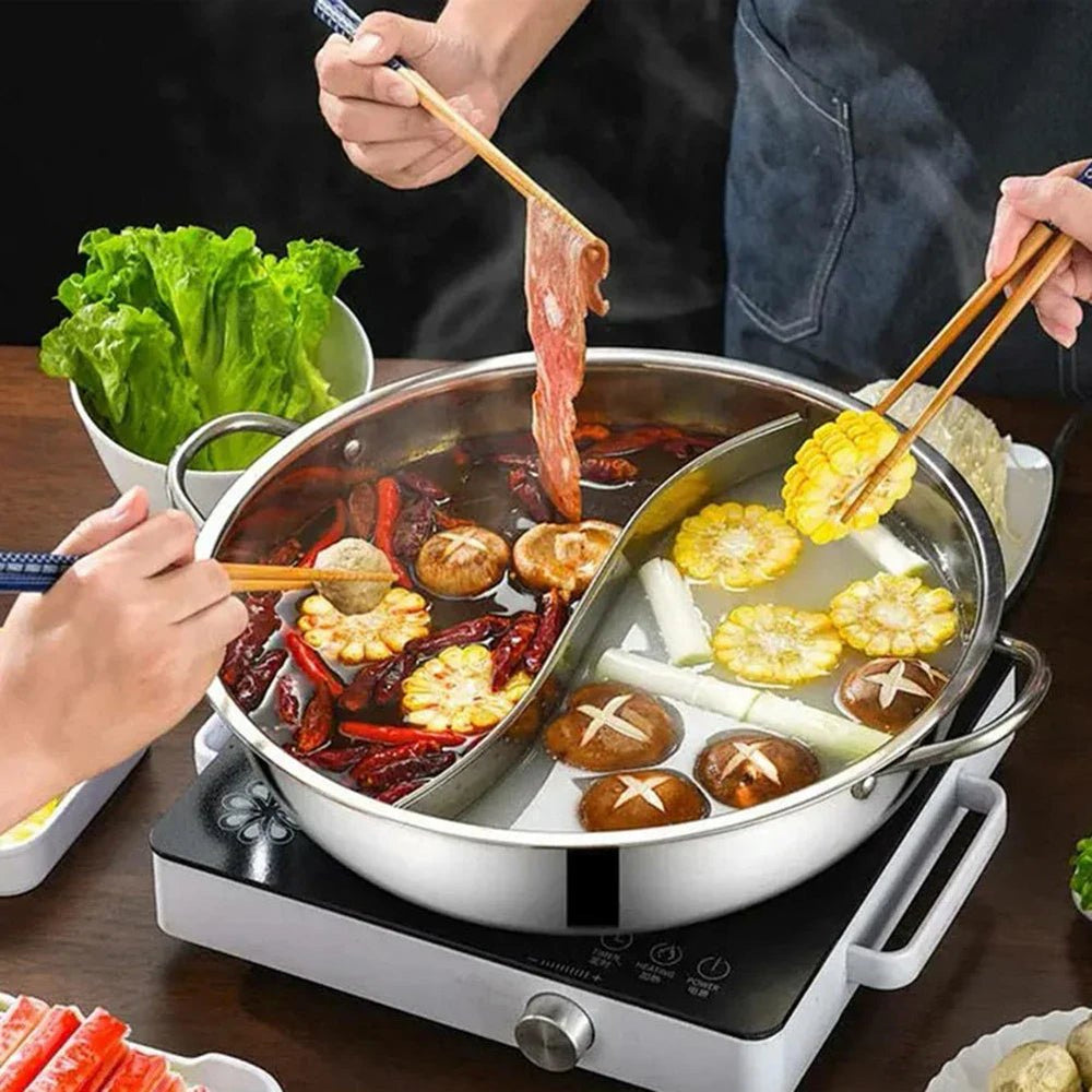 Buy Twin Divided Hot Pot Stainless Steel Hotpot Kitchen Cooker Divided pot