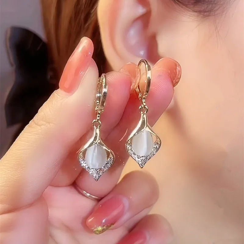 Buy Korean Fashion Cat Eye Stone Crystal Earrings For Women Jewelry ear ring