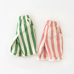 Buy MILANCEL Spring New High Waist Cool Kids Baby Stripe Pants Korean Style Casual Children School Trousers Outwear Clothing baby pants