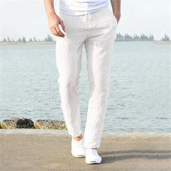 Buy Men's Cotton Linen Pants Solid Color Linen Trousers Men's pants