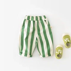 Buy MILANCEL Spring New High Waist Cool Kids Baby Stripe Pants Korean Style Casual Children School Trousers Outwear Clothing baby pants