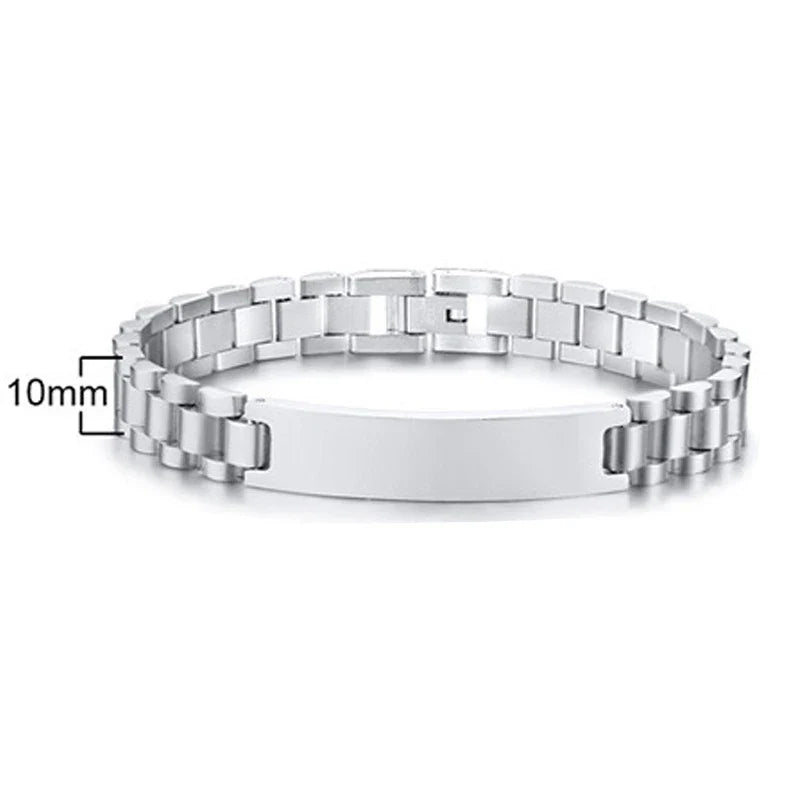 Buy 10mm Custom Name logo Stainless Steel Men Bracelet Braclet