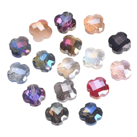 Flower Clover Shape Faceted Crystal Glass Loose Spacer Beads For Jewelry Making&nbsp;