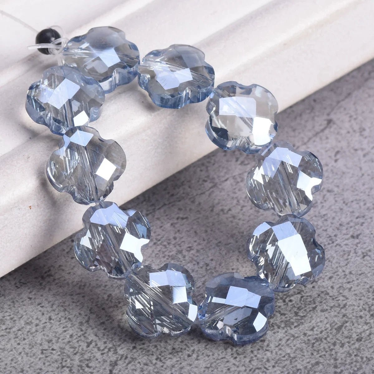 Buy Flower Clover Shape Faceted Crystal Glass Loose Spacer Beads For Jewelry Making&nbsp; jewelry