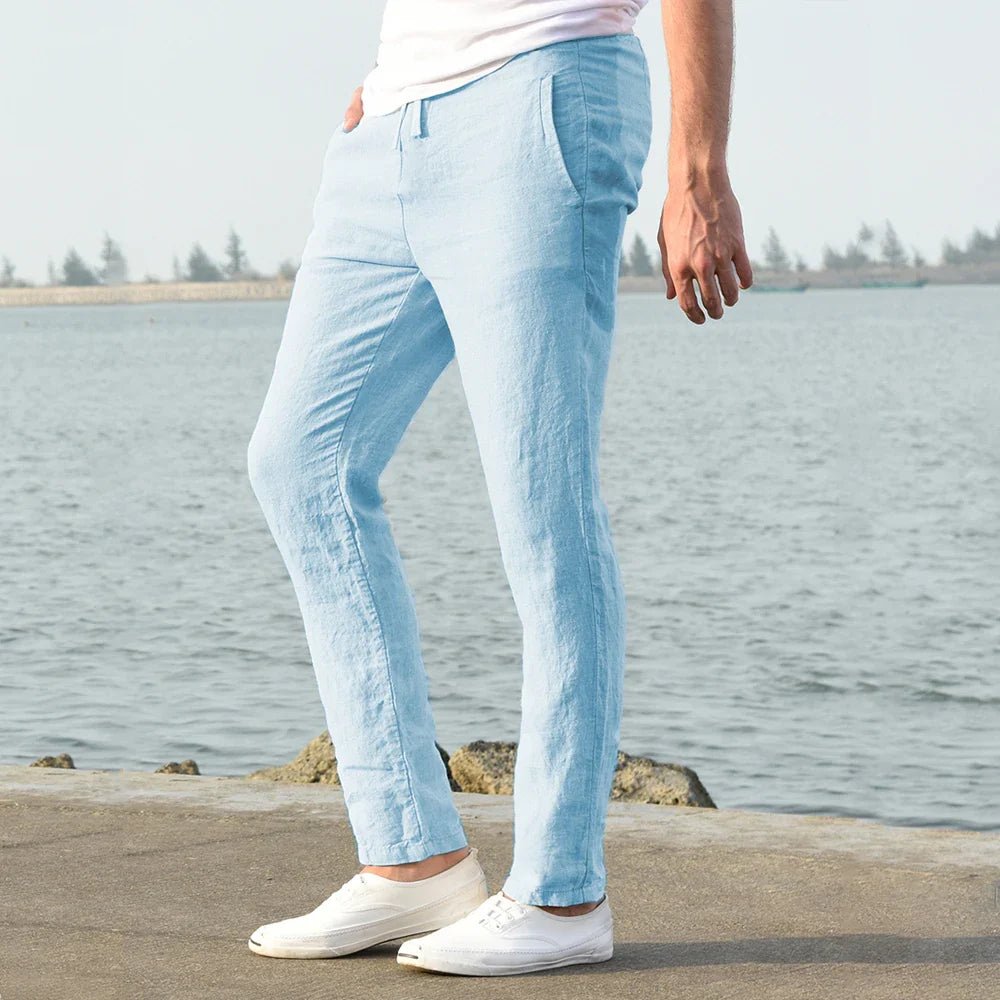Buy Men's Cotton Linen Pants Solid Color Linen Trousers Men's pants
