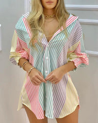 Buy Fashion Striped Long Sleeve Buttons Women Shirt shirt