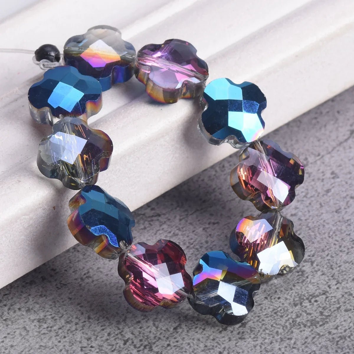 Buy Flower Clover Shape Faceted Crystal Glass Loose Spacer Beads For Jewelry Making&nbsp; jewelry