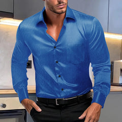 Buy New silky fabric casual fashion young men's shirt men's apparel