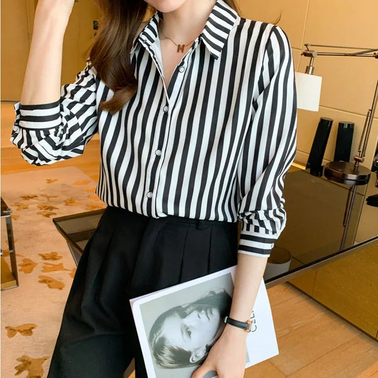 striped black and white shirt