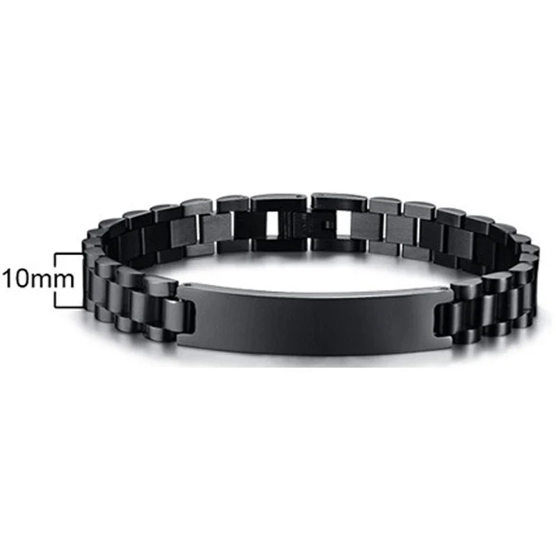 Buy 10mm Custom Name logo Stainless Steel Men Bracelet Braclet
