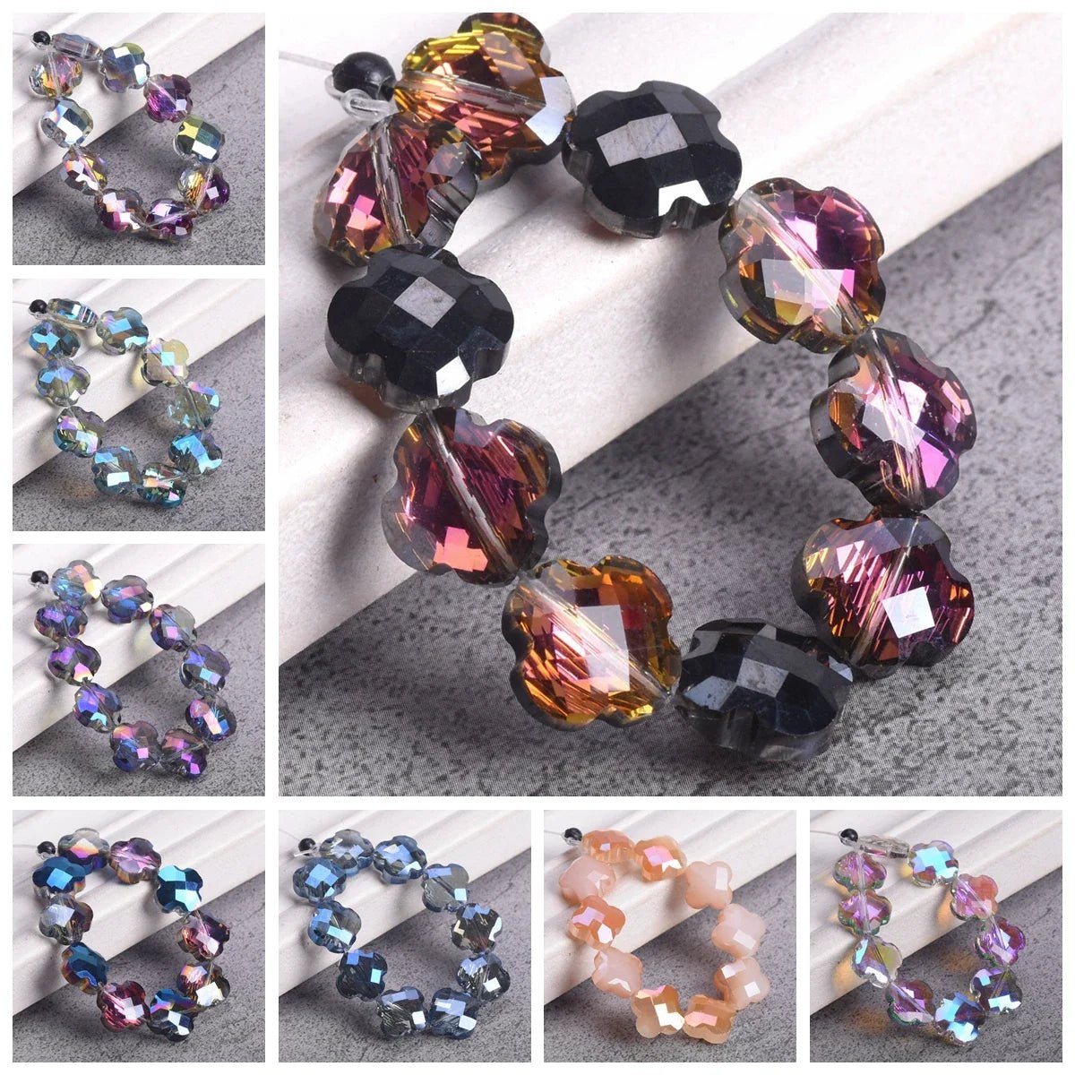Buy Flower Clover Shape Faceted Crystal Glass Loose Spacer Beads For Jewelry Making&nbsp; jewelry