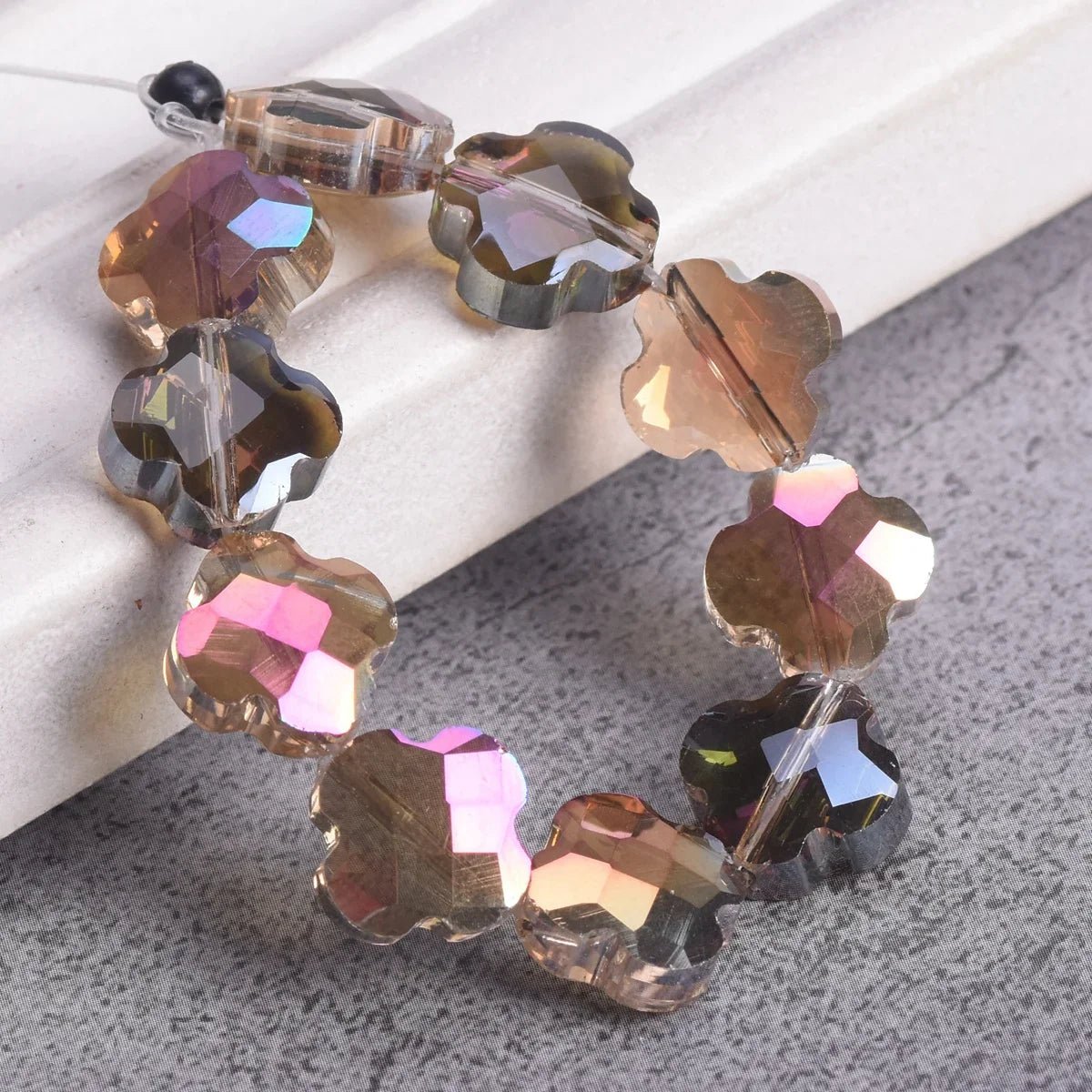 Buy Flower Clover Shape Faceted Crystal Glass Loose Spacer Beads For Jewelry Making&nbsp; jewelry