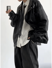 Buy Retro 3 - Piece PU Leather Jacket & Jeans Set – Unisex Casual Suit Cargo Coat ansd shirt