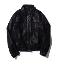 Buy Vintage PU leather Jacket Casual Cargo Coat Cargo Coat