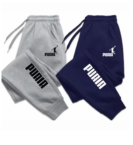 PUAIA Print Men's Pants Autumn/Winter New Sport Jogging Trousers Fitness Loose Fit Clothing Solid Color Outfit Streetwear Pants